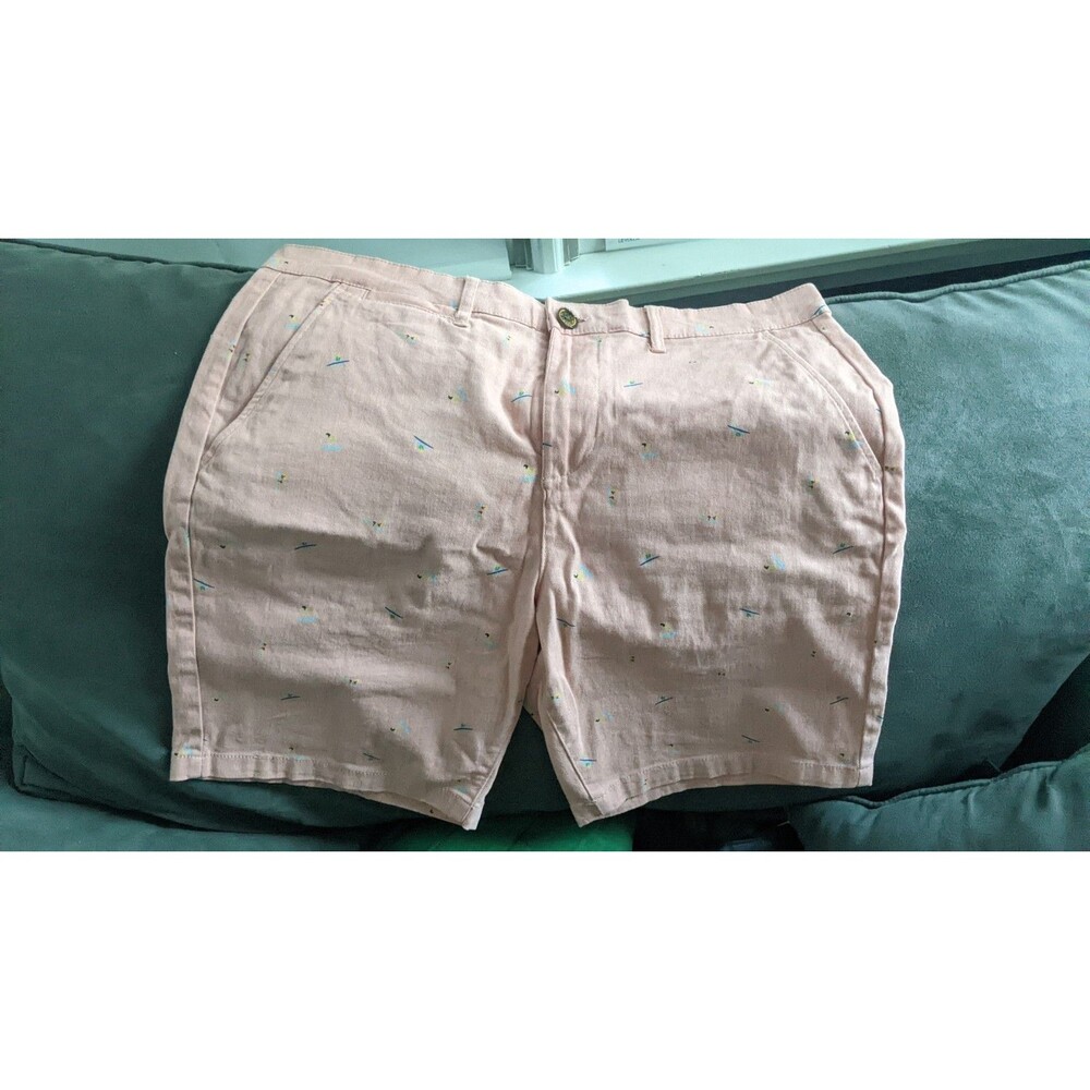 Jachs NY Pink Surfer Print Twill Shorts Size 34 (Appx 37"W) Stretch Classic New